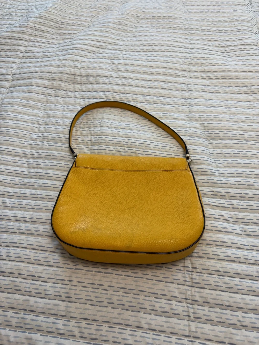 kate spade Pebbled Leather Shoulder Bag in Mustard Yellow